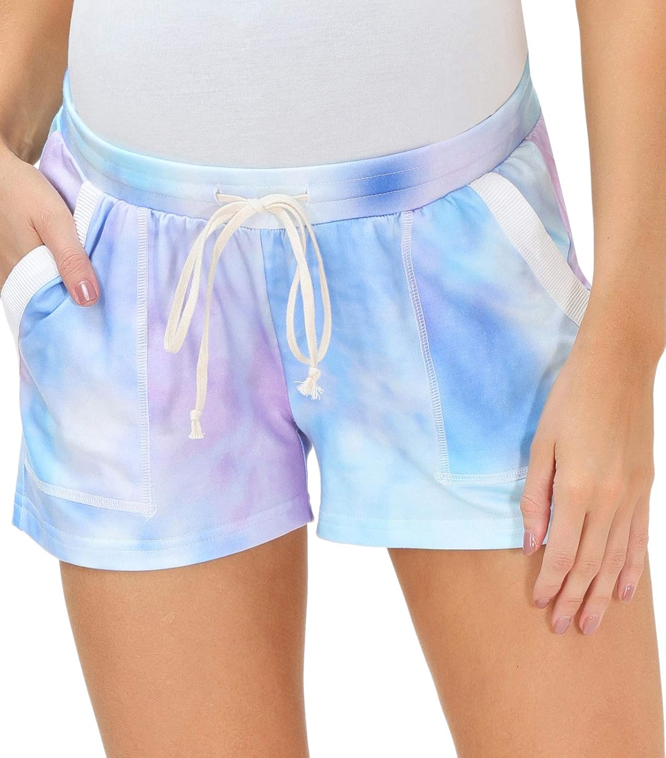 Maacie Maternity Tie-Dye Lounge Shorts Drawstring Waist Sleepwear Shorts at  Women’s Clothing store
