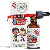 GNA Naturals Kids Vitamin B12 with Folate Supplement, 60ml - VitaminB12 Methylcobalamin 1000 mcg - Liquid Drops for Kids - Ch