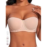Strapless Push Up Bras for Women Plus Size Underwire Cup B/C/D/DD/DDD/G | Clear Straps