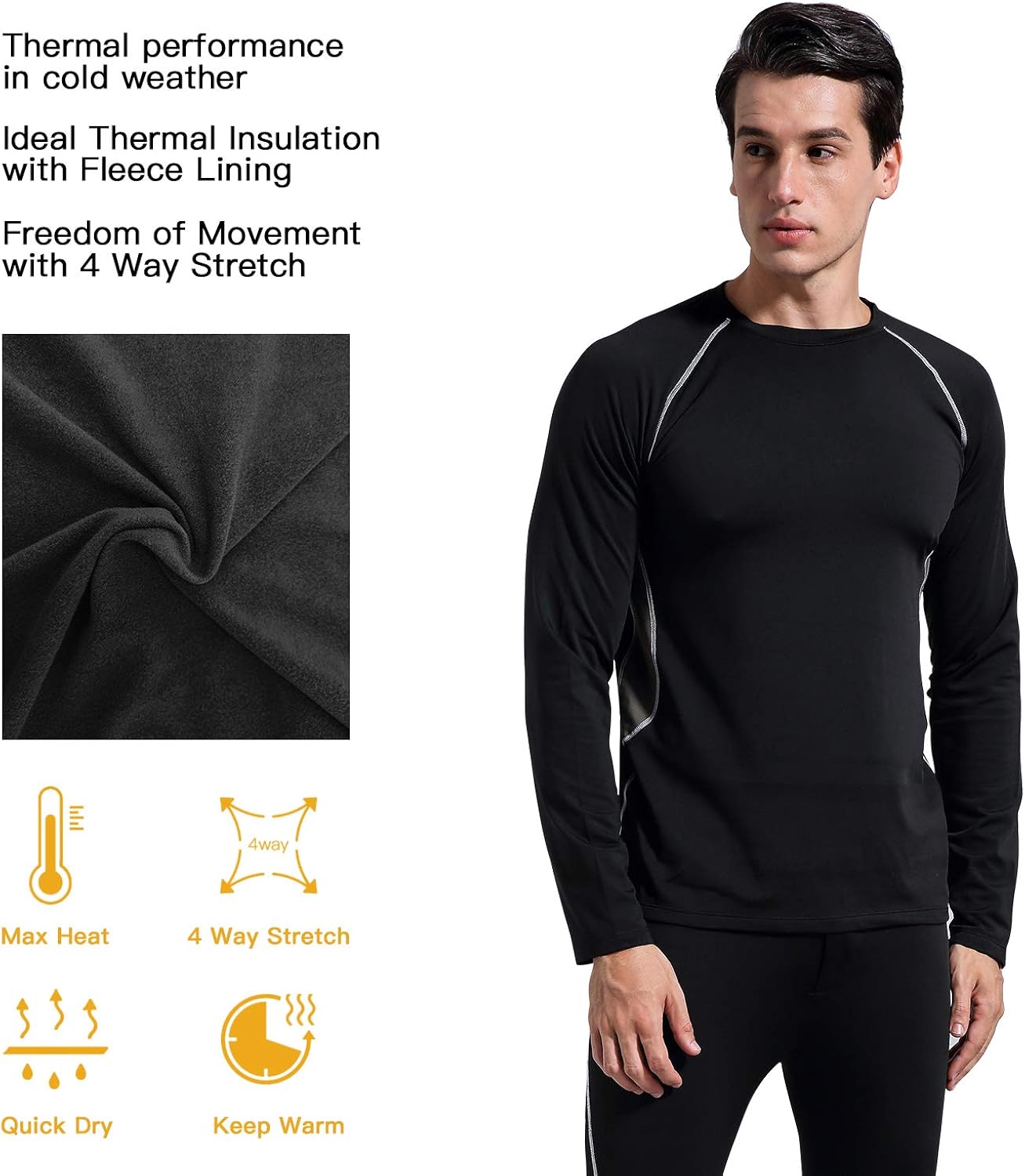 Thermal Underwear Set Winter Hunting Gear Sport Long Johns Base Layer Bottom Top at  Men’s Clothing store