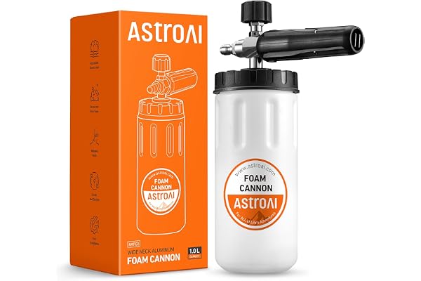AstroAI Wide Neck Foam Cannon, Heavy Duty Car Wash Foam Sprayer for Pressure Washer, with 1/4 Inch Quick Connector Plug, 1.0m