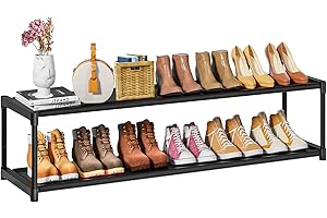 LUKYTOWER Long Shoe Rack Organizer 2 Tier Shoes Rack Storage Organizer for Closet Entryway Short Wide Sturdy Shoe Storage Racks Holder Low Shoe Shelf Free Standing Shoe Racks Garage12-13Pairs