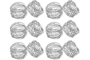 SKAVIJ Metal Mesh Napkin Rings Set for Dining Table Decoration (Dia-2 Inch, Pack of 12, Silver)