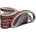 POTUINOM Sanding Belts 3/8X13 Inches(10X330mm)- 8 Each of 40/60/80/120/180/240 Grits Aluminum Oxide Sanding Belt, Best Suitab