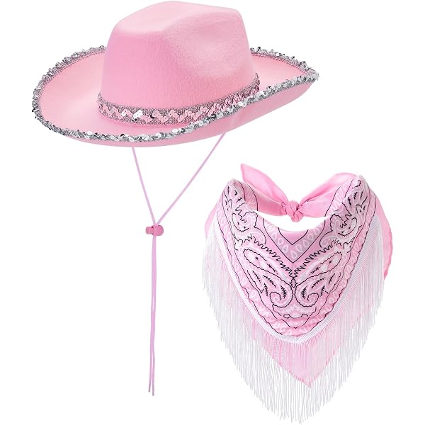 5349 Women\'s Cowgirl Costume Sets Bandana Wide Brim Sequins Cowboy Hat Juaugusep Western Cowboy Costume Set Bandana Wide Brim  main image 3
