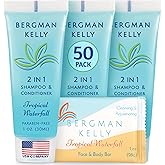 BERGMAN KELLY Rectangle Soap Bars, 2in1 Shampoo & Conditioner 2-Piece Set (Tropical Waterfall, 1 oz ea, 100 pc), Delight Your Guests with Revitalizing & Refreshing Sanitary Toiletries Hotel Amenities