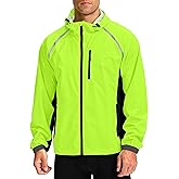 Bikewa Men's Cycling Rain Jackets Waterproof Running Bike Windbreaker Lightweight Packable Hooded Jacket