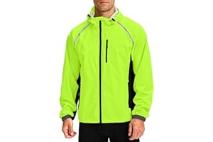 BIKEWA Men's Cycling Rain Jackets Waterproof Running Bike Windbreaker Lightweight Packable Hooded Jacket