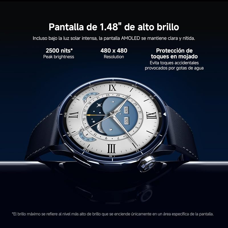 Relógio S5 46 mm, Smartwatch com ecrã, AMOLED de 1,48", até 21 dias de autonomia, mais de 150 modos desportivos, GPS dual band, NFC, monitorização de saúde, Android e iOS, preto