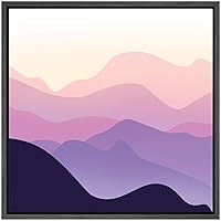 SIGNWIN Framed Canvas Wall Art Pink, Yellow and Purple Sky Over Black Mountains Landscape Wilderness Illustrations Abstract Modern Scenic Colorful for Living Room, Bedroom, Office - 16
