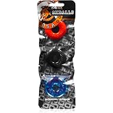 Oxballs - Ringer-3 Silicone Cock Ring, No-Roll Cock &amp; Ball Ring, Couples Adult Toys, Jelly-Like Mens Pleasure Accessories, Multi-Color, 3-Pack