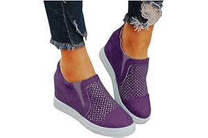 Masbird Sneakers for Women Round Toe Ankle Boots Slip-On Runing Shoes Outside Comfy Fashion Casual Wedges Shoes