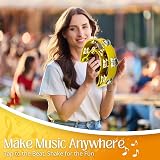Flexzion Tambourine Half Moon Metal Jingles Double Row Yellow 25cm 23cm Handle view 6