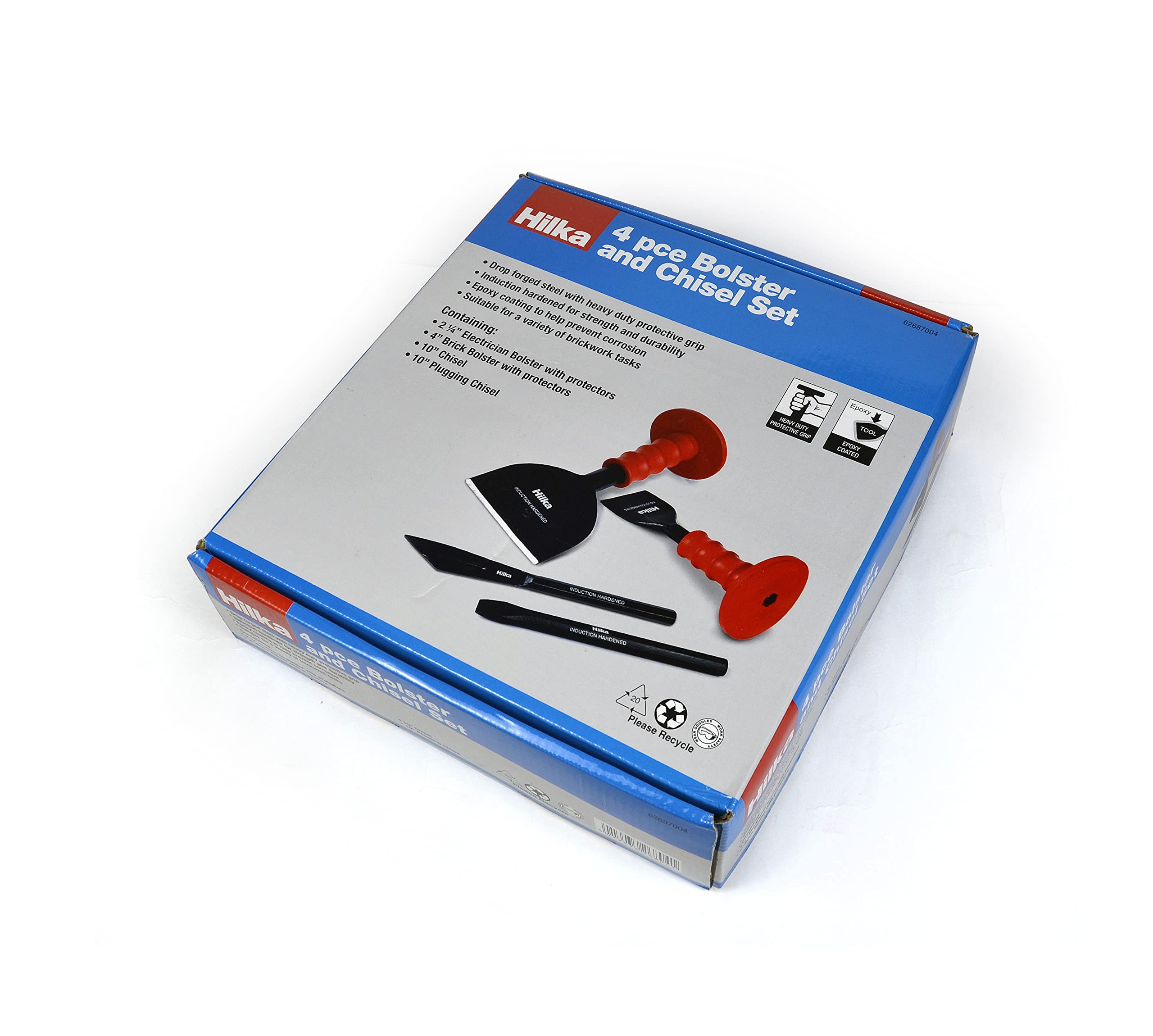 Hilka 62687004 4 PCE Bolster and Chisel Set,Red & Black