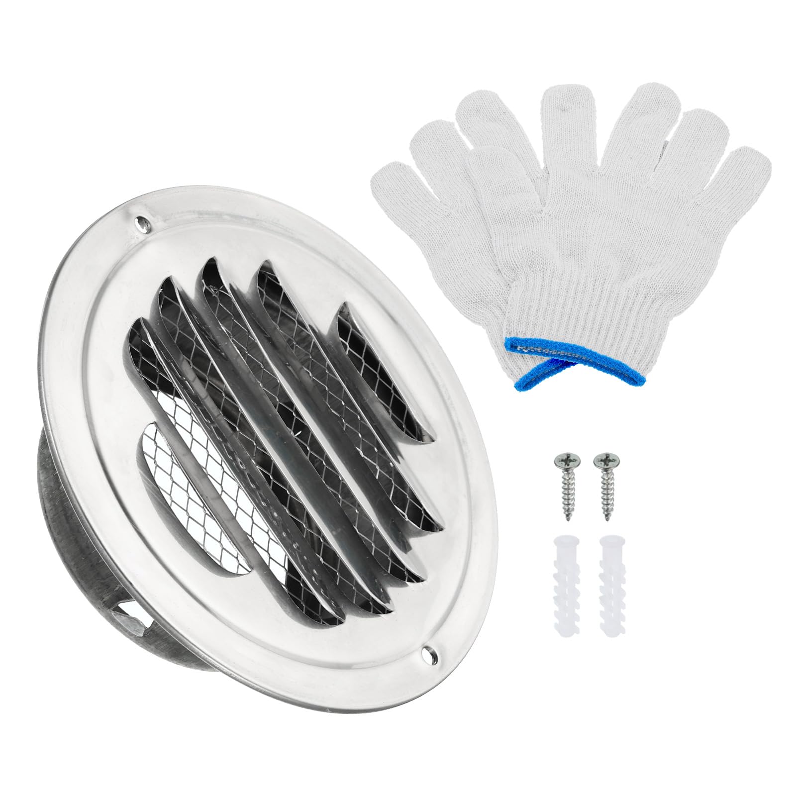 PATIKIL 3" Round Soffit Air Vents, Stainless Steel Louver Grille Vent Cover Screen Mesh Air Outlet for Kitchen Bathroom Wall Ceiling Floor Ventilation