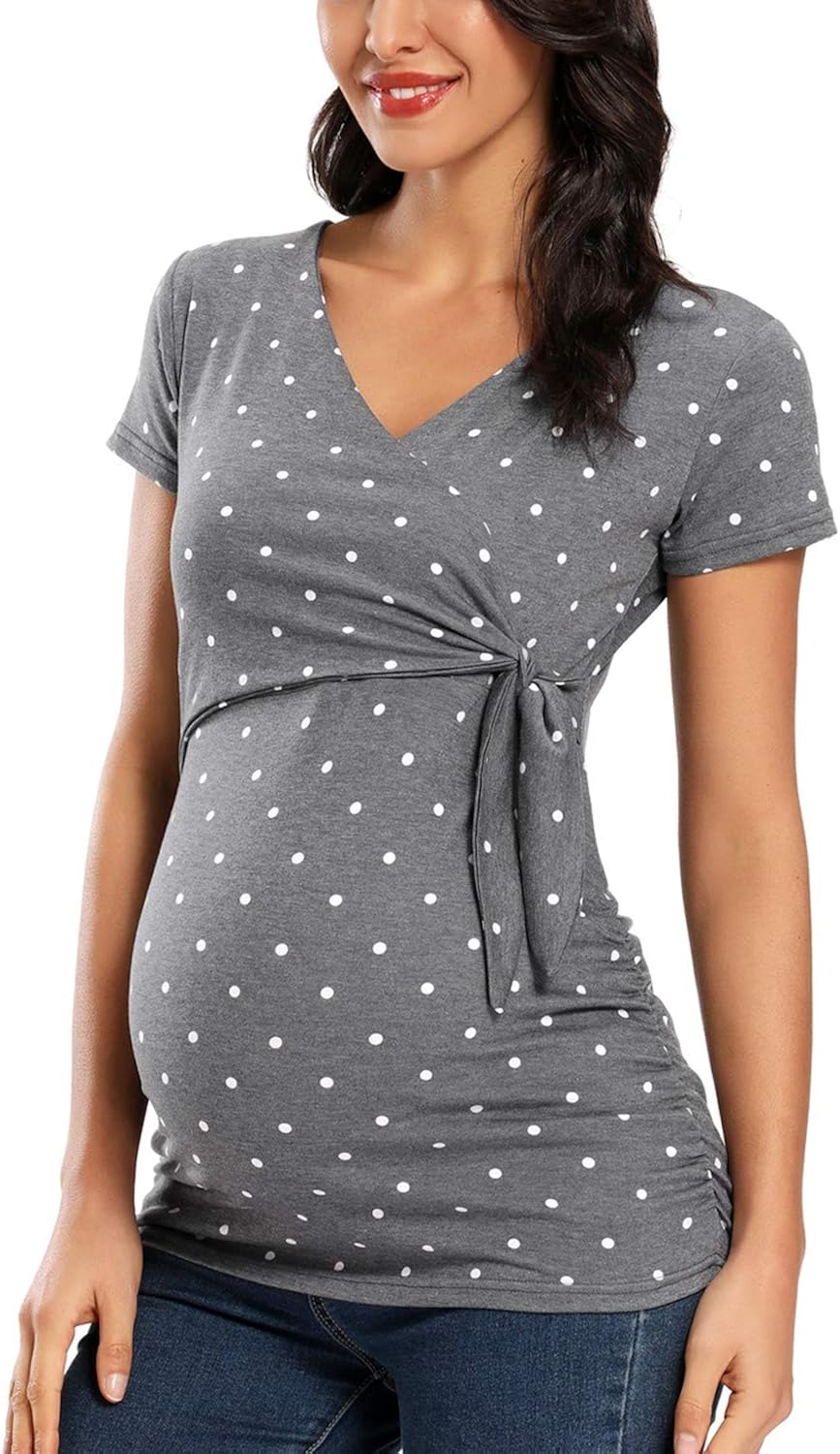 Glampunch Women S Maternity Shirts Short Long Sleeve V Neck Comformation Cute Maternity Tops At Amazon Women S Clothing Store