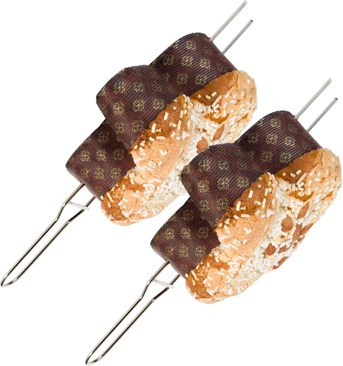 Panettone Spike, Set of 2 Panettone Spikes and Other Leavened Goods Up to 1 kg (Length 40 cm), Sturdy Stainless Steel, Easy to Use, Panettone and Colomba Fork with Safety Caps