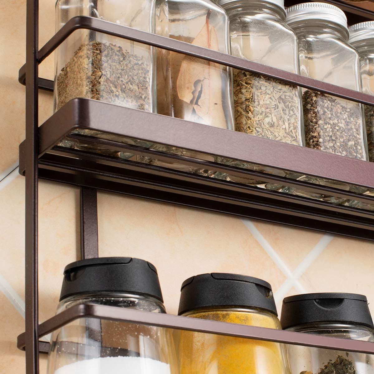 5 Tier Wall Mount Spice Rack Organizer,Pantry Cabinet Door Spice Shelf Storage: Home Improvement