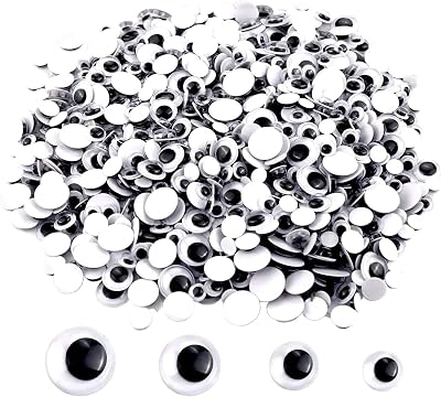 UPINS 1000 Pcs Black Wiggle Googly Eyes Self-Adhesive Mixed Sizes