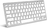Caseflex Ultra Slim Wireless Bluetooth Keyboard For All iOS, iPad, Android, Mac, & Windows Devices - Silver & White