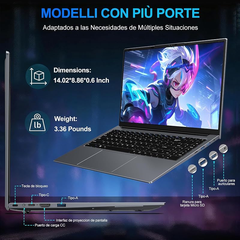 2026 Ordenador Portátil 15,6 Pulgadas Celeron N5095 Win11 Pro 8GB 256GB SSD