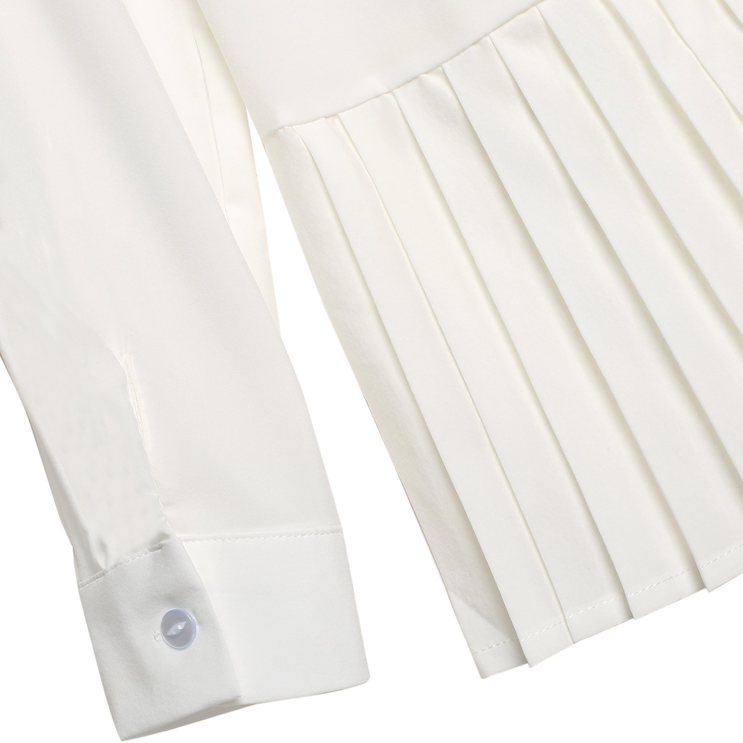 Pelertu Women\'s Ruffle Long Sleeve Asymmetrical Hem Collared Shirt Tops