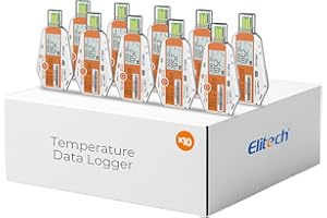 Elitech WHO PQS Certificated 10 Pack 120 Days Temperature Humidity Data Logger with Light Sensor Single-Use Cold Chain Monitor (CCM) Temperature Recorder with PDF Report 16000 Points LogEt1-TH