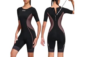 Santic Triathlon Suit for Women Short Sleeve Padded Trisuit Quick-Dry for Swim Bike Run