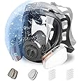 AMZYXUAN Full Face Respirator Mask, Reusable Respirator Mask with Filters, Gas Mask with Activated Carbon Filter for Gases, Dust, Vapors, Paint, Spray, Epoxy Resin, Welding, Chemicals