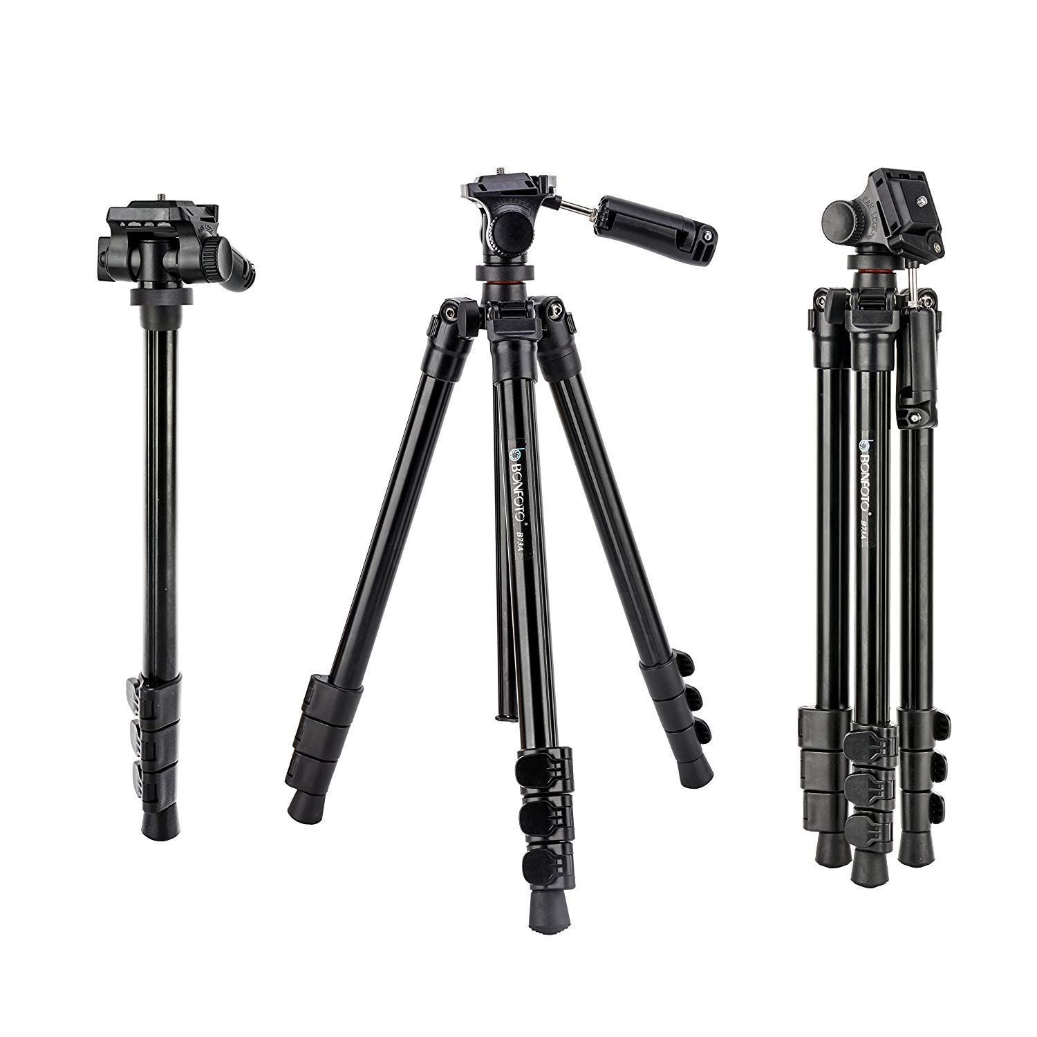 BONFOTO B73A 58inch Portable Heavy Duty Lightweight Aluminum Camera Video Tripod with 1/4\