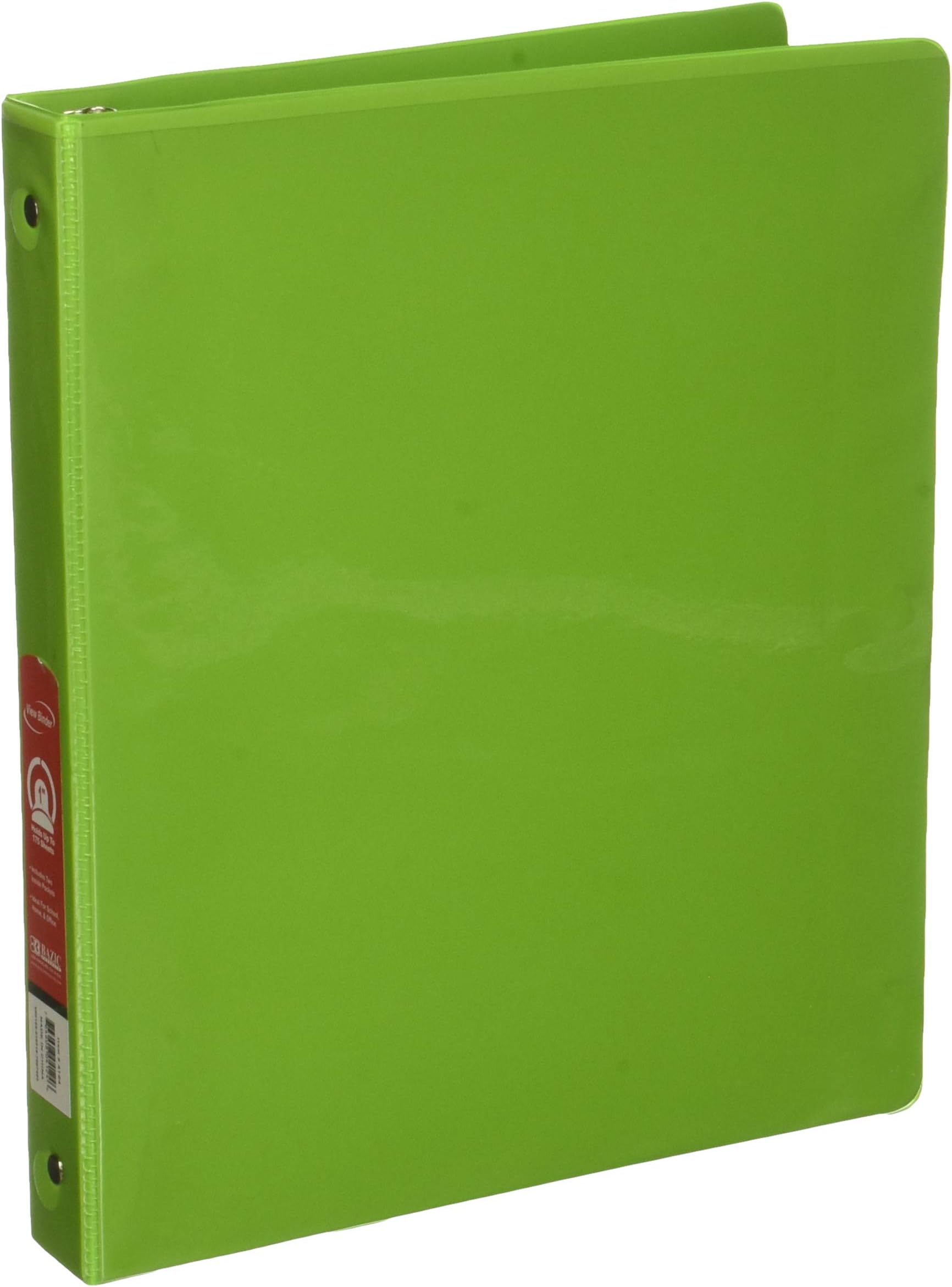 BAZIC 1" Lime Green 3-Ring View Binder w/ 2-Pockets, Case of 12 (4124-12)