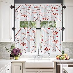 BaoNews Christmas White Kitchen Valances Half