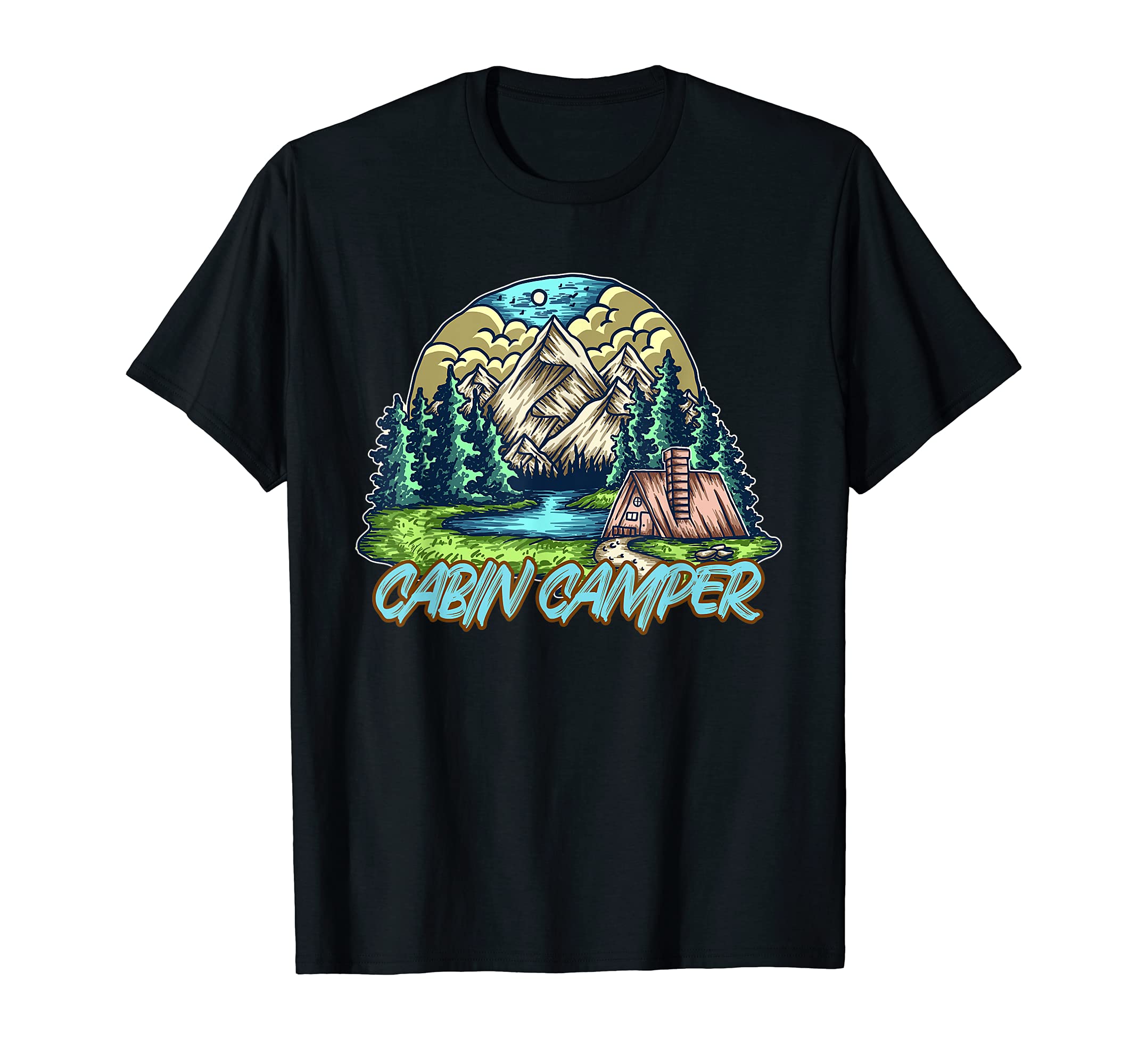 Cabin Camper Hiking Fishing Tent Camping Nature Lover T-Shirt