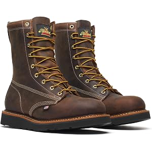 Thorogood Men's American Heritage 8" Plain Toe Boots | MAXWear Wedge Outsole, American Full-Grain Leather, Made in USA, Remov
