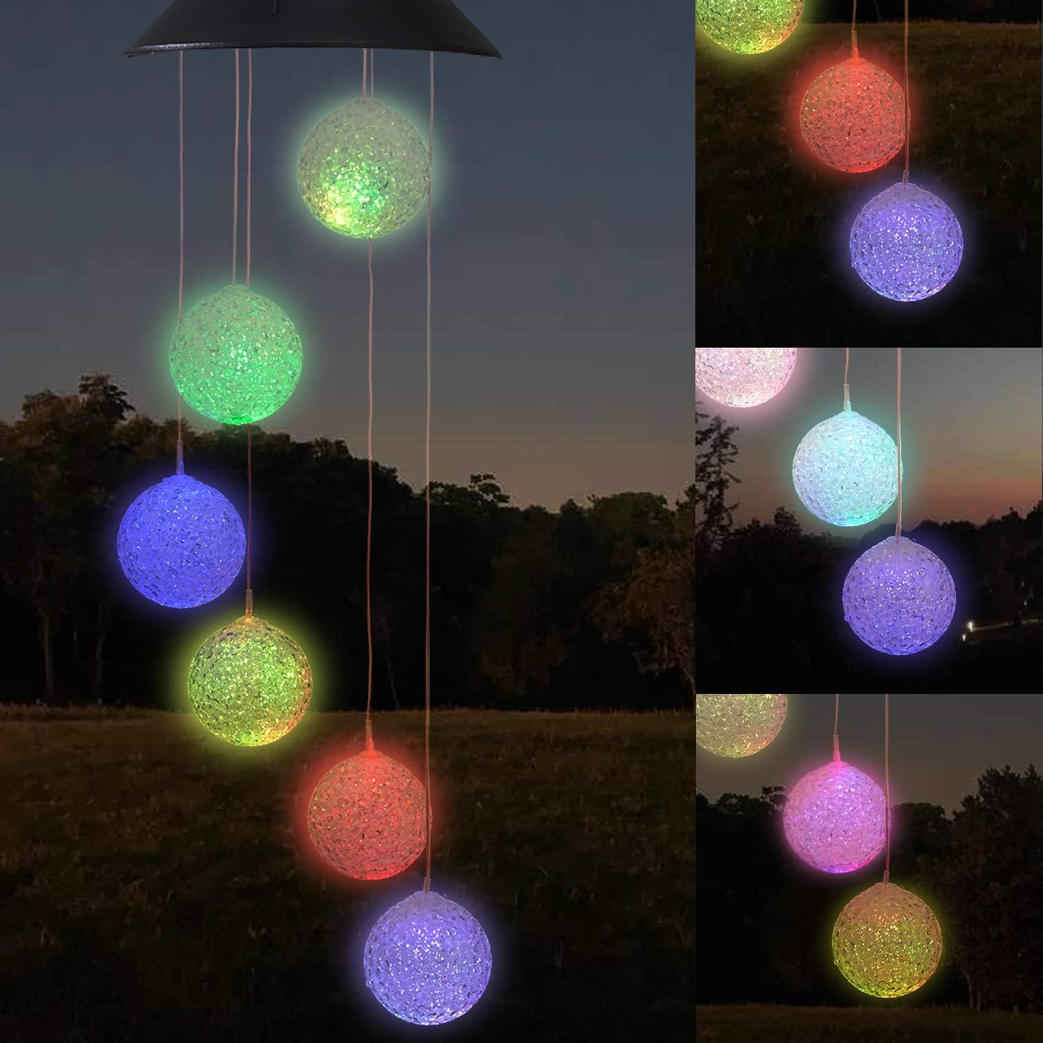 Eleven Direction Solar String Light Wind Chimes, Gifts for Mom, Auto Charge Color Changing Crystal Ball Solar Lights, Outdoor Decorations for Garden Lawn Patio Yard Porch Window : Garden & Outdoor