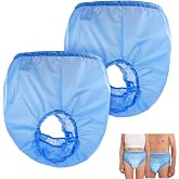 Florith 2 Pack Adult Plastic Incontinence Pants Side Leakage Prot,Blue M | Side Leakage Protection for Men &amp; Women