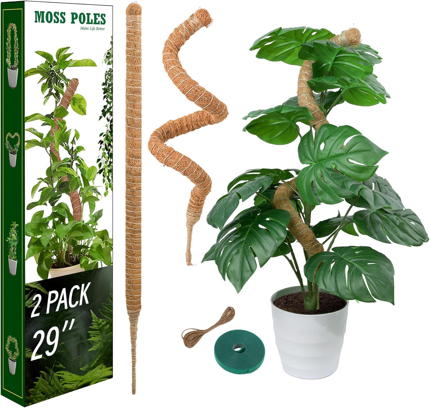 Photo 1 of 2 Pack Moss Pole, LveSunny 29 Inch Bendable Moss Pole Monstera Plant Support, More Flexible and Corrosion-Resistant Monstera Plant Support, Suitable for Potted Plants to Grow Upwards