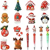 HUAAPLEVLA 12 Pcs 3D Christmas Silicone Beads for Keychain Making Bulk Focal Beads for Pens Unique Focals for DIY Handicrafts Bracelets Necklace Lanyards Jewelry Making