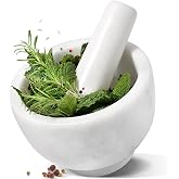 Koville Marble Mortar and Pestle Set, 5"-1.5 Cups Grinder Bowl for Guacamole, Salsa, Pill Crusher, Spice, Herb, Garlic, Nut, 