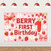 Pink Strawberry Theme Birthday Backdrops, Berry First Birthday Supplies Backdrop，Sweet One Birthday Supplies Backdrop for Kids Strawberry Birthday Party Supplies