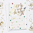 S&O Party Invitations! 25 Gold Foil Traditional Invitations with Envelopes, Wedding, Baby and Bridal Shower Invite, Housewarming Birthday and Girls Quinceanera Invitation Cards - 4x6"