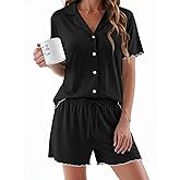 Ekouaer Womens Pajama Sets Button Up Pjs Shorts Sets Soft Sleepwear 2 Piece Lounge Sets for Bridal Parties Postpartum S-XXL