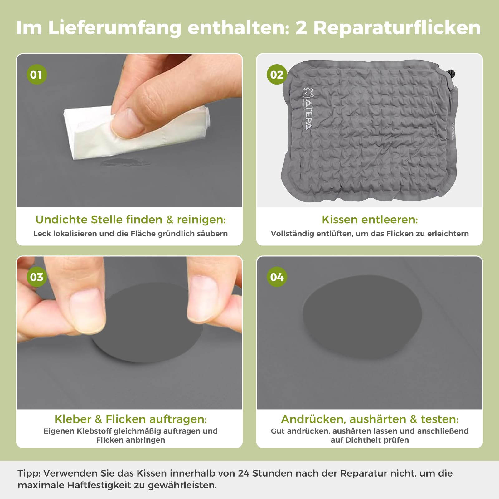 ATEPA Sitzkissen Outdoor, Faltbar Aufblasbar Stadion Flugzeug Unterwegs Camping Wander Bürostuhl Ultraleicht Foam Selbstaufblasend Sitzkissen, Grau 8
