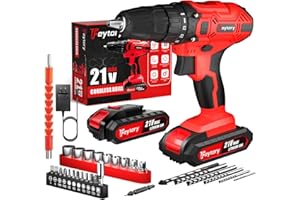 21v Cordless Power Drill Combi Driver Electric Screwdriver Tools Kit,2 Variable Speed 25+1 Torque Setting,29pcs Drill/Driver 