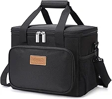 Lifewit Medium Lunch Bag Insulated Lunch Box Soft Cooler Cooling Tote for Adult Men Women, Black 12-Can (9L)