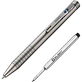 OKNIFE B1 Ti Titanium Pen with 2-in-1 Clip, 2 pcs Refills | Bolt Action EDC Pen with Built-in Spinning Top for Smooth Writing and Everyday Carry (Titanium)