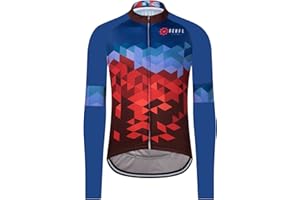 GCRFL Men's Cycling Jersey Long Sleeve Biking Shirt with 3+1 Zipper Pocket Breathable Quick Dry Bicycle Jersey