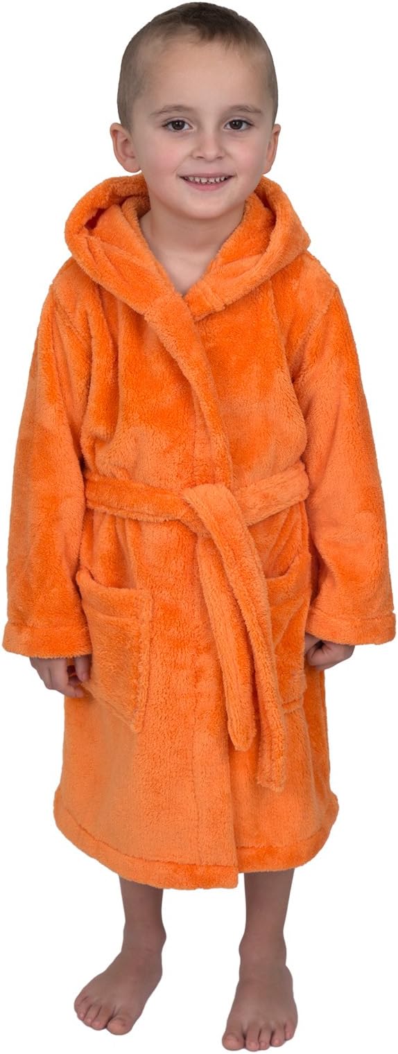 Boys Robe, Kids Plush Hooded Fleece Bathrobe