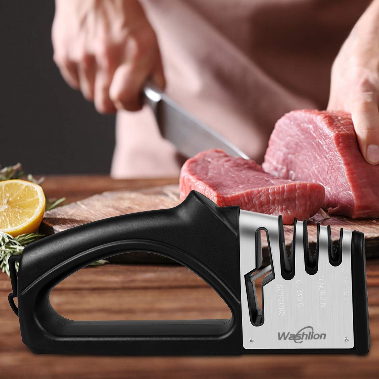 Knife Sharpener 4Slot for Straight , Knife Sharpening Tool for Kitchen