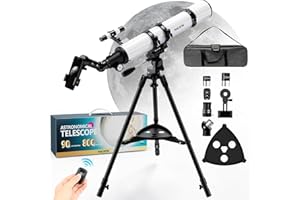 NACATIN Astronomy Telescope for Adults & Beginners - 90mm Aperture 800mm Refractor with 32X-240X Magnification, Iron Tripod, 